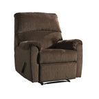 Fauteuil inclinable Zero Wall en tissu avec accoudoirs coussinés, marron