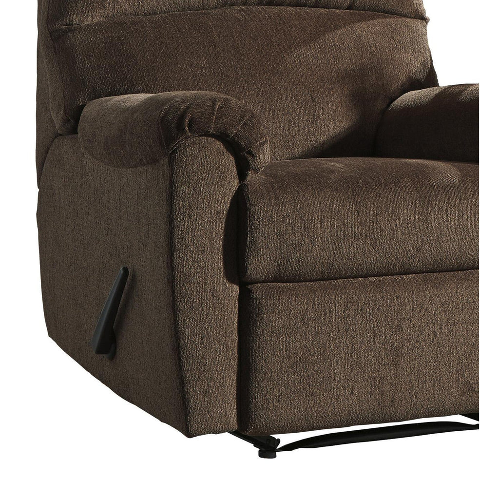 Fauteuil inclinable Zero Wall en tissu avec accoudoirs coussinés, marron