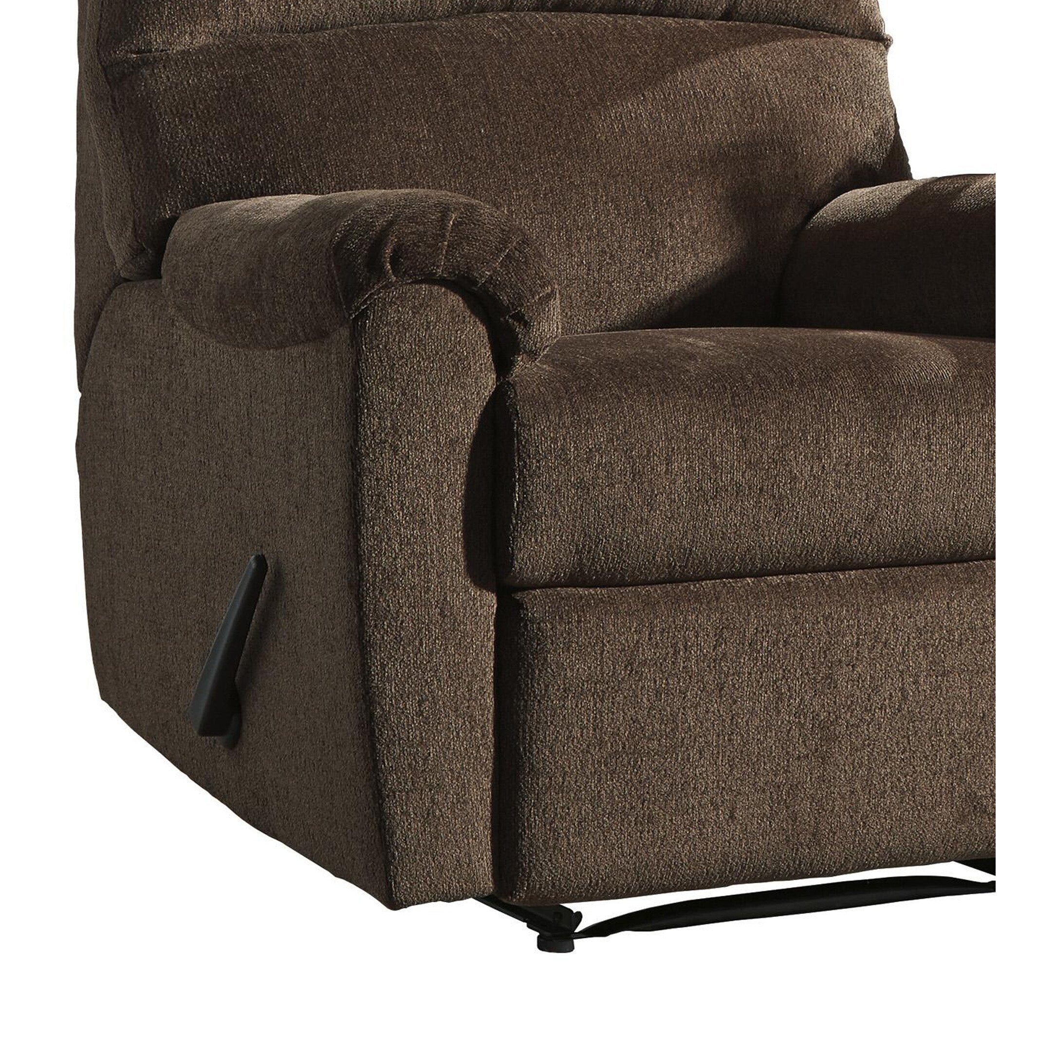 Fauteuil inclinable Zero Wall en tissu avec accoudoirs coussinés, marron