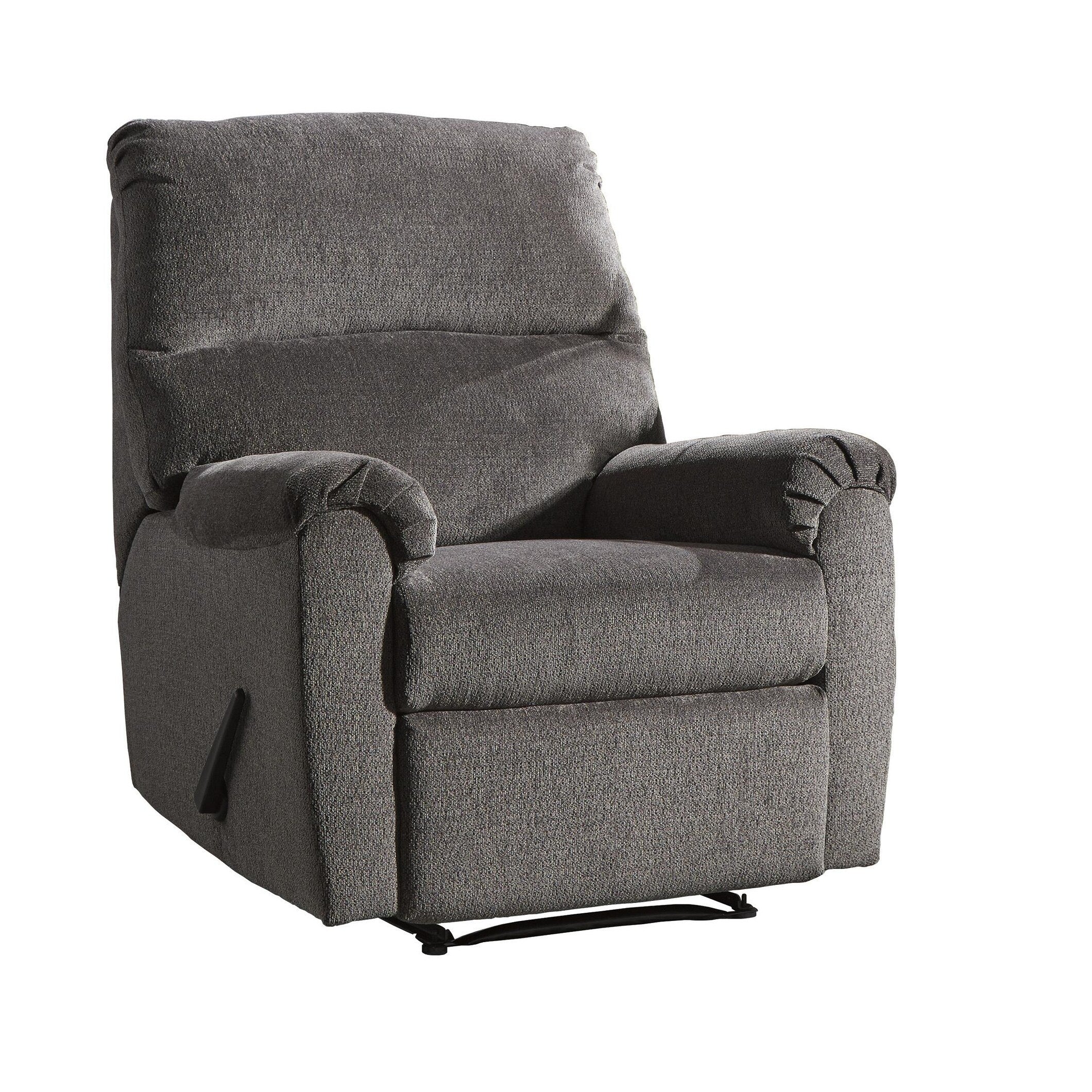 Fauteuil inclinable Zero Wall en tissu avec accoudoirs coussinés, gris