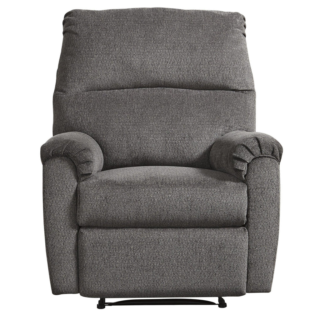 Fauteuil inclinable Zero Wall en tissu avec accoudoirs coussinés, gris