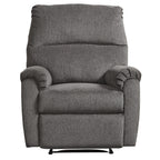 Fauteuil inclinable Zero Wall en tissu avec accoudoirs coussinés, gris