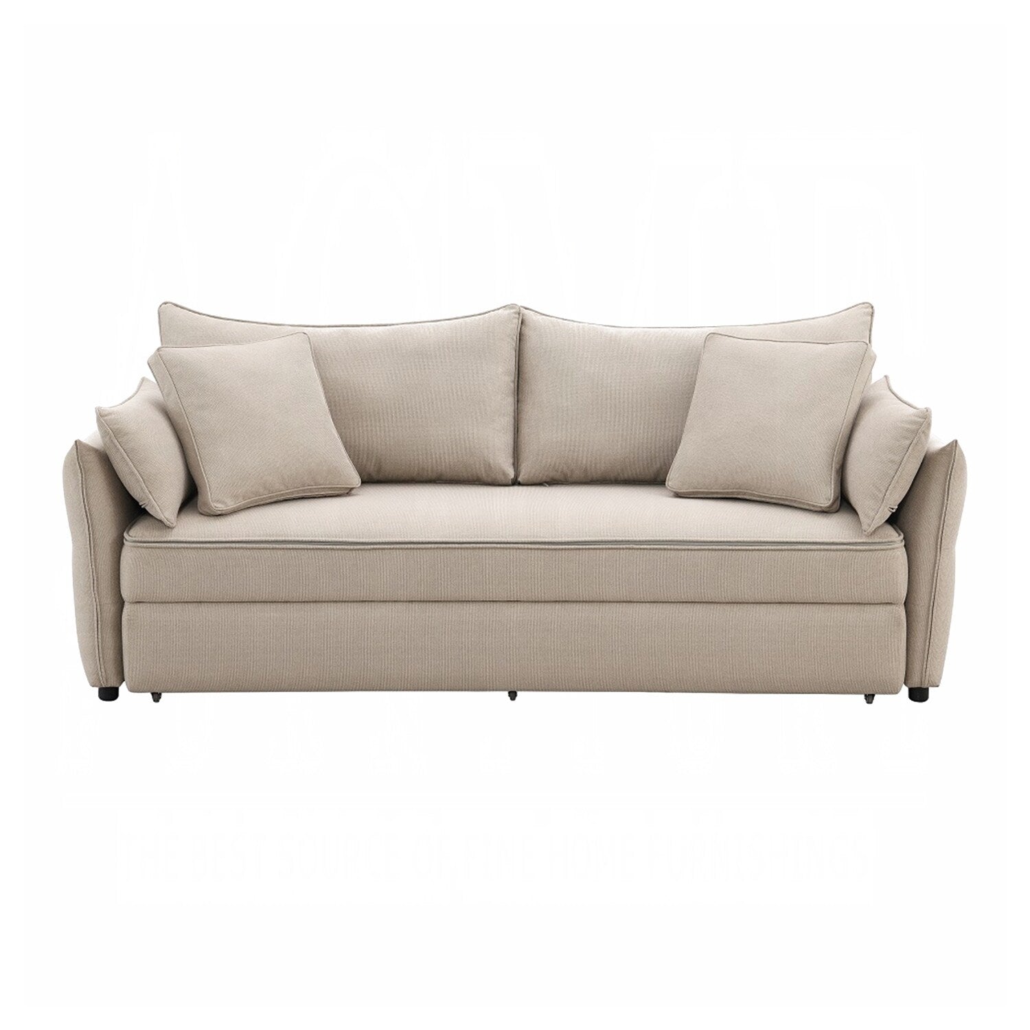 Canapé-lit gigogne en tissu et bois beige