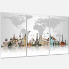 Monuments célèbres du monde entier - Art mural en métal brillant - 36 x 28