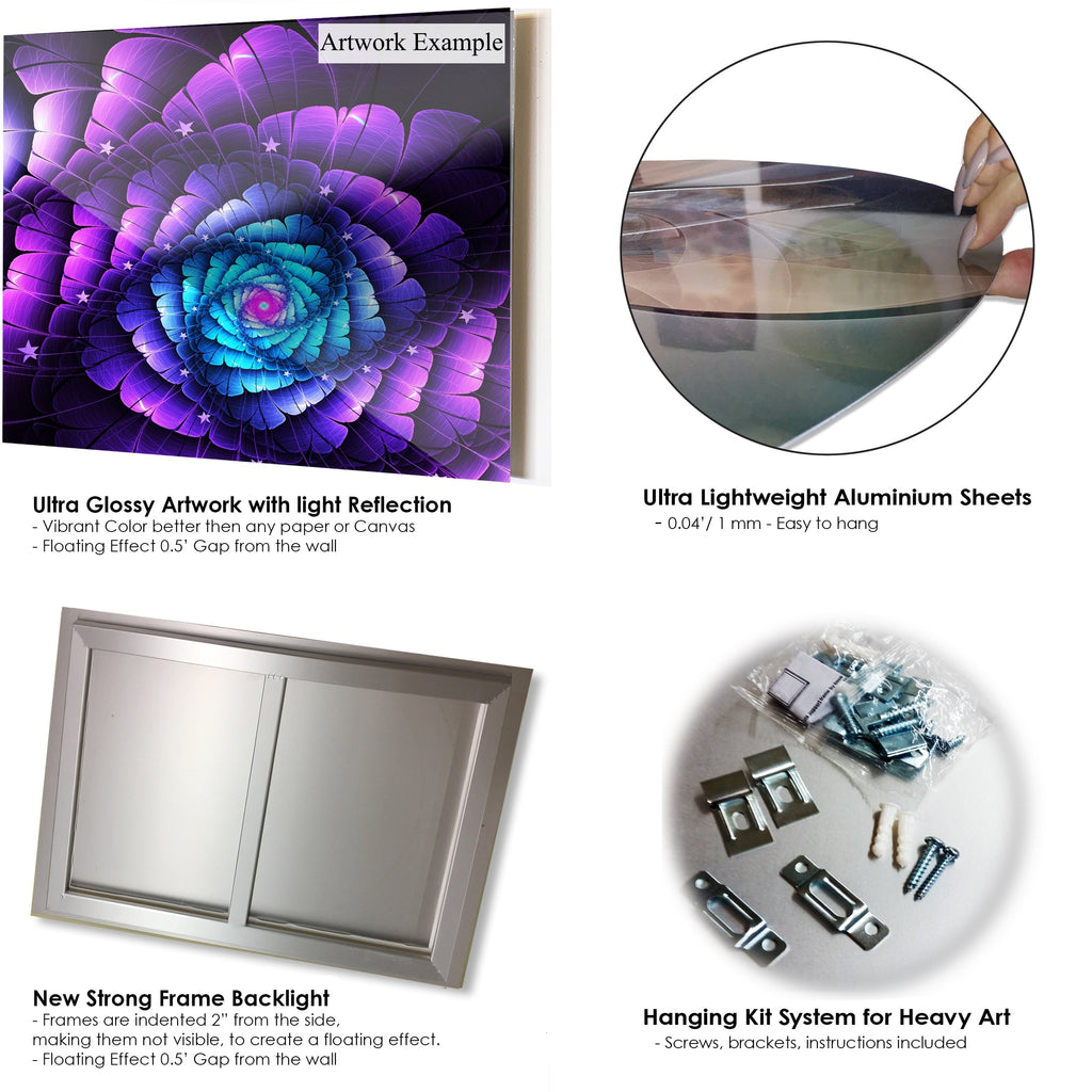 Monuments célèbres du monde entier - Art mural en métal brillant - 36 x 28