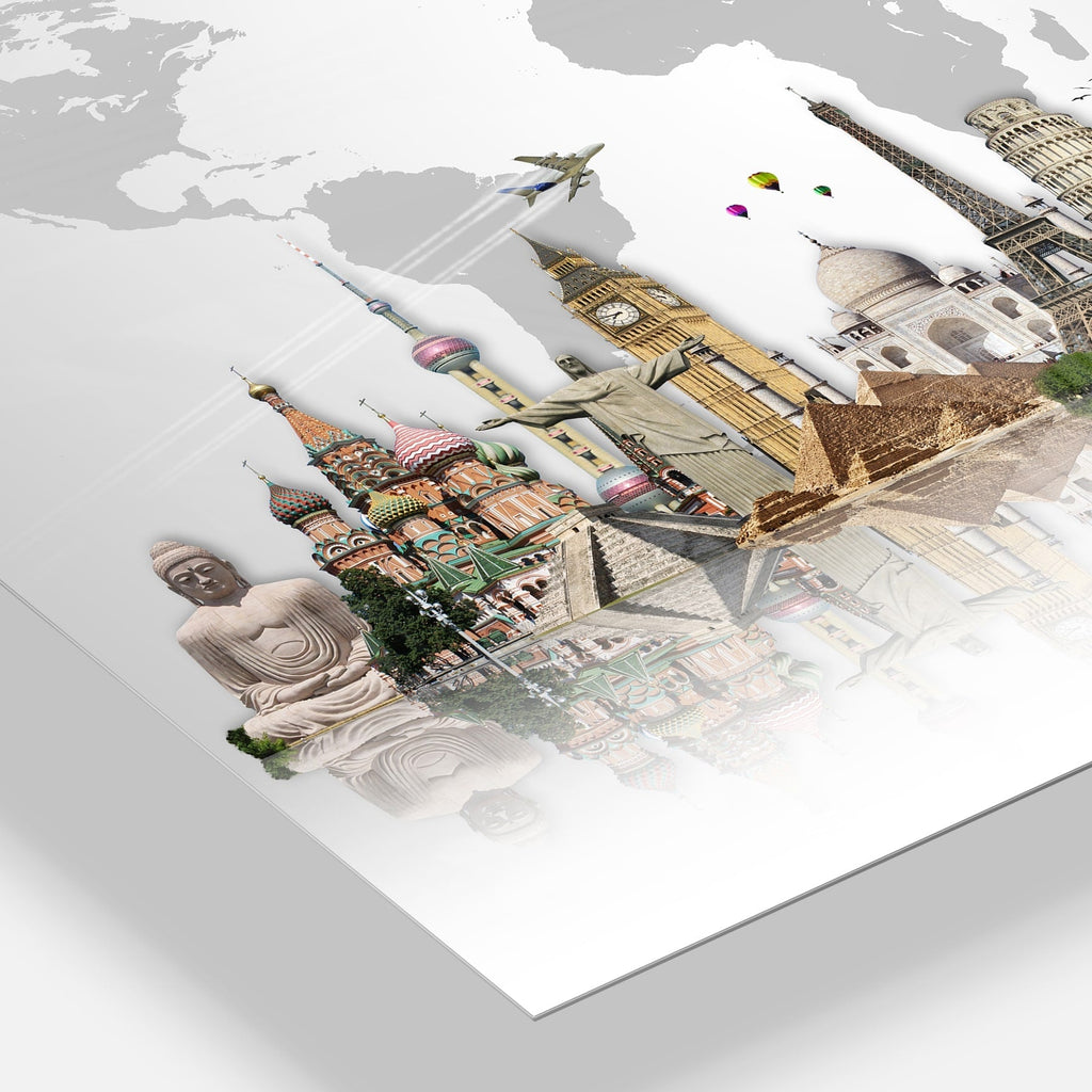 Monuments célèbres du monde entier - Art mural en métal brillant - 36 x 28