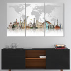 Monuments célèbres du monde entier - Art mural en métal brillant - 36 x 28