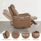 Fauteuil inclinable pivotant Farley en cuir véritable pour chambre d'enfant