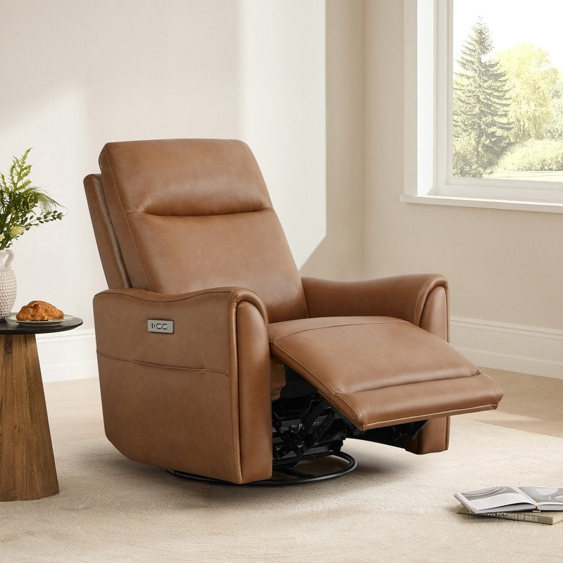 Fauteuil inclinable pivotant Farley en cuir véritable pour chambre d'enfant