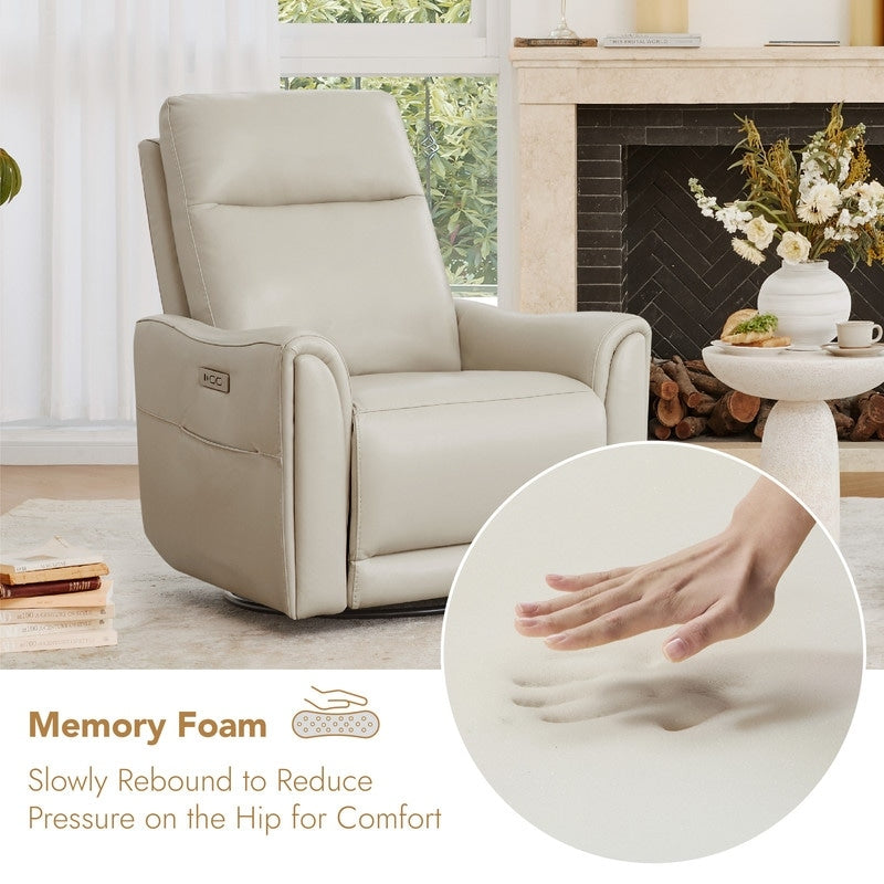 Fauteuil inclinable pivotant Farley en cuir véritable pour chambre d'enfant