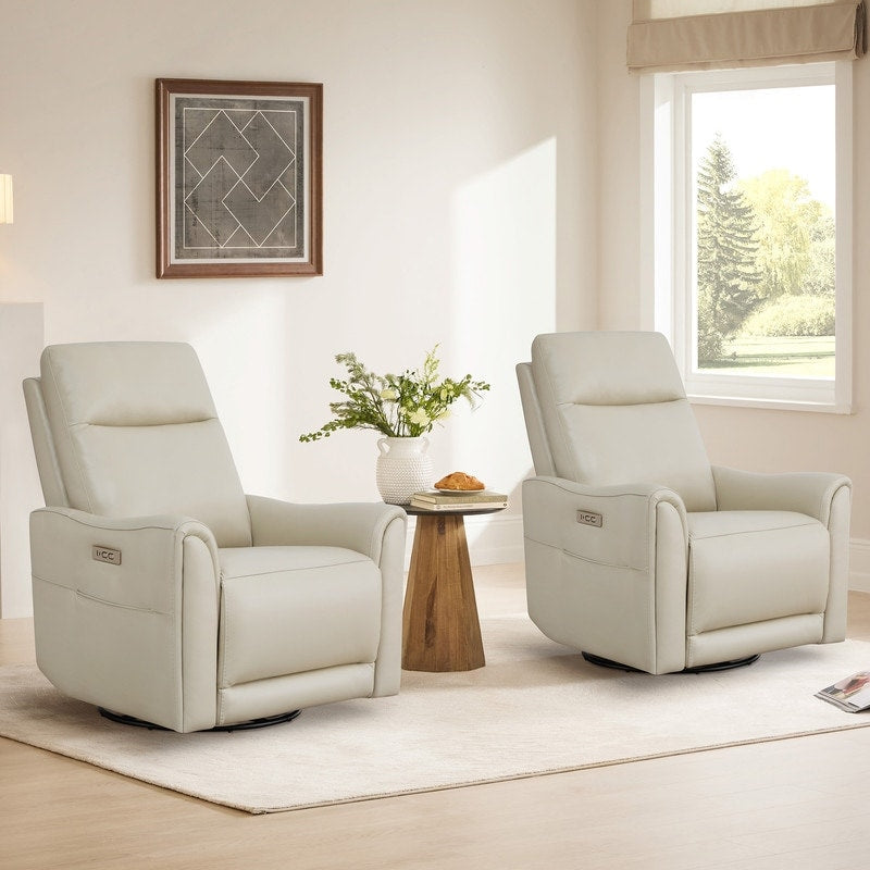 Fauteuil inclinable pivotant Farley en cuir véritable pour chambre d'enfant
