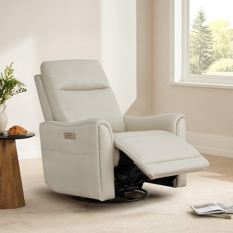 Fauteuil inclinable pivotant Farley en cuir véritable pour chambre d'enfant