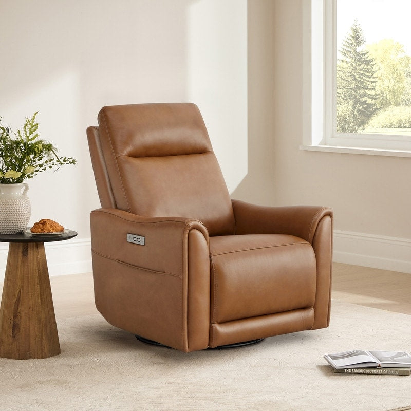 Fauteuil inclinable pivotant Farley en cuir véritable pour chambre d'enfant