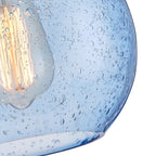 Suspension Farmhouse à 1 lumière en nickel brossé avec abat-jour en verre grainé bleu