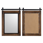 Miroir mural de salle de bain en bois naturel de style grange de ferme