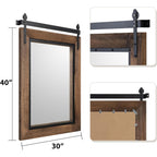 Miroir mural de salle de bain en bois naturel de style grange de ferme