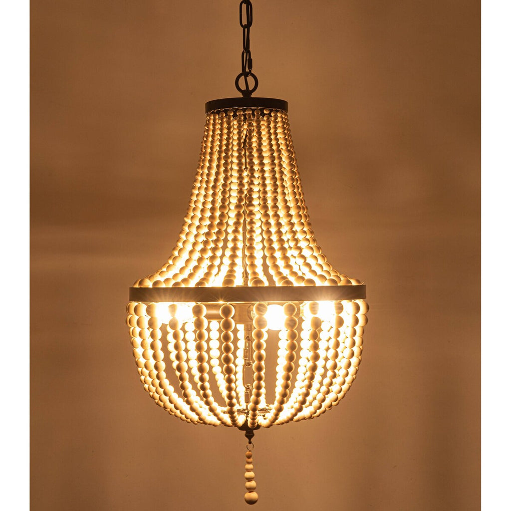 Lustre en perles de bois de ferme moderne