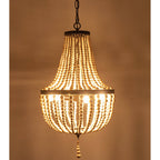 Lustre en perles de bois de ferme moderne