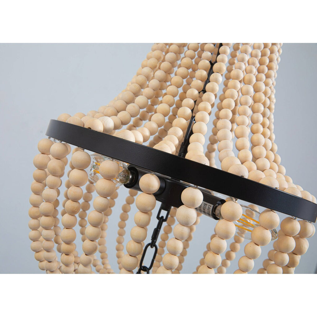 Lustre en perles de bois de ferme moderne