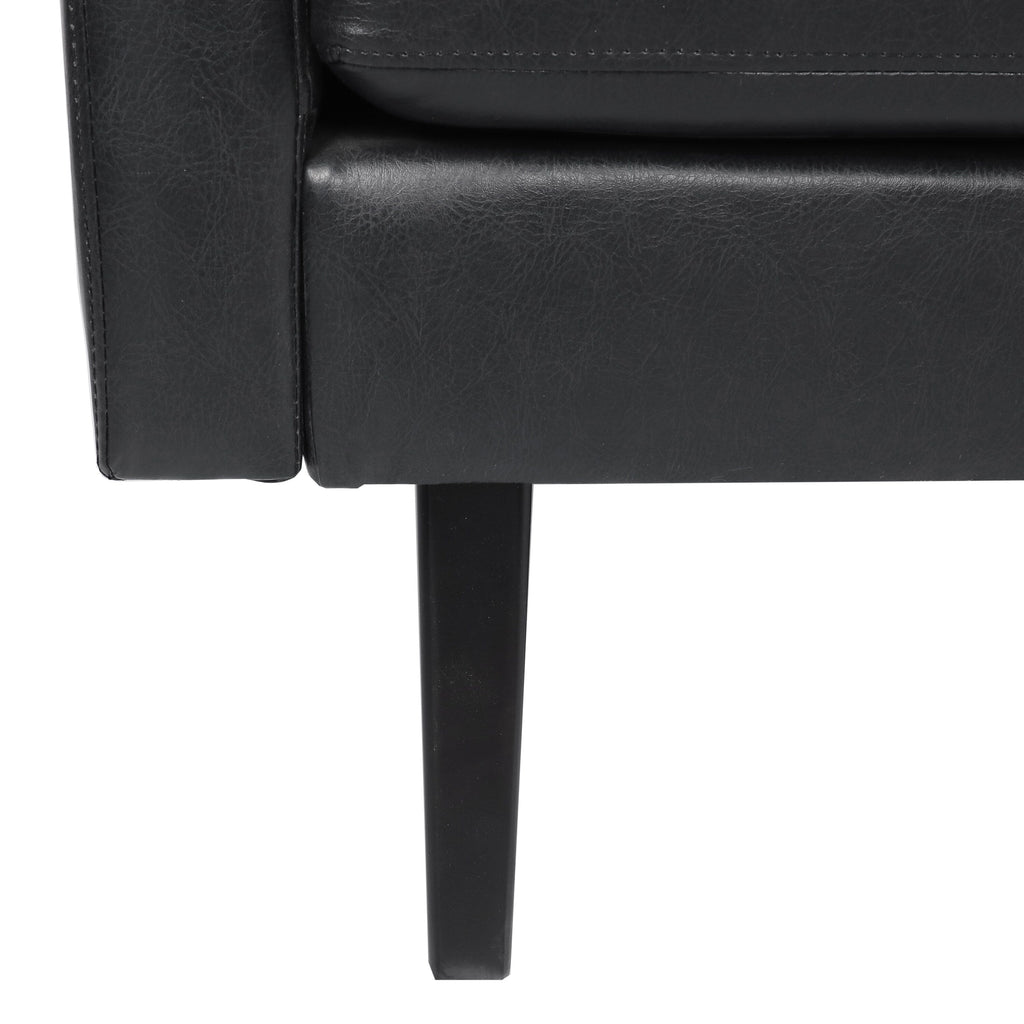 Canapé 3 places en similicuir avec pieds en bois de bouleau