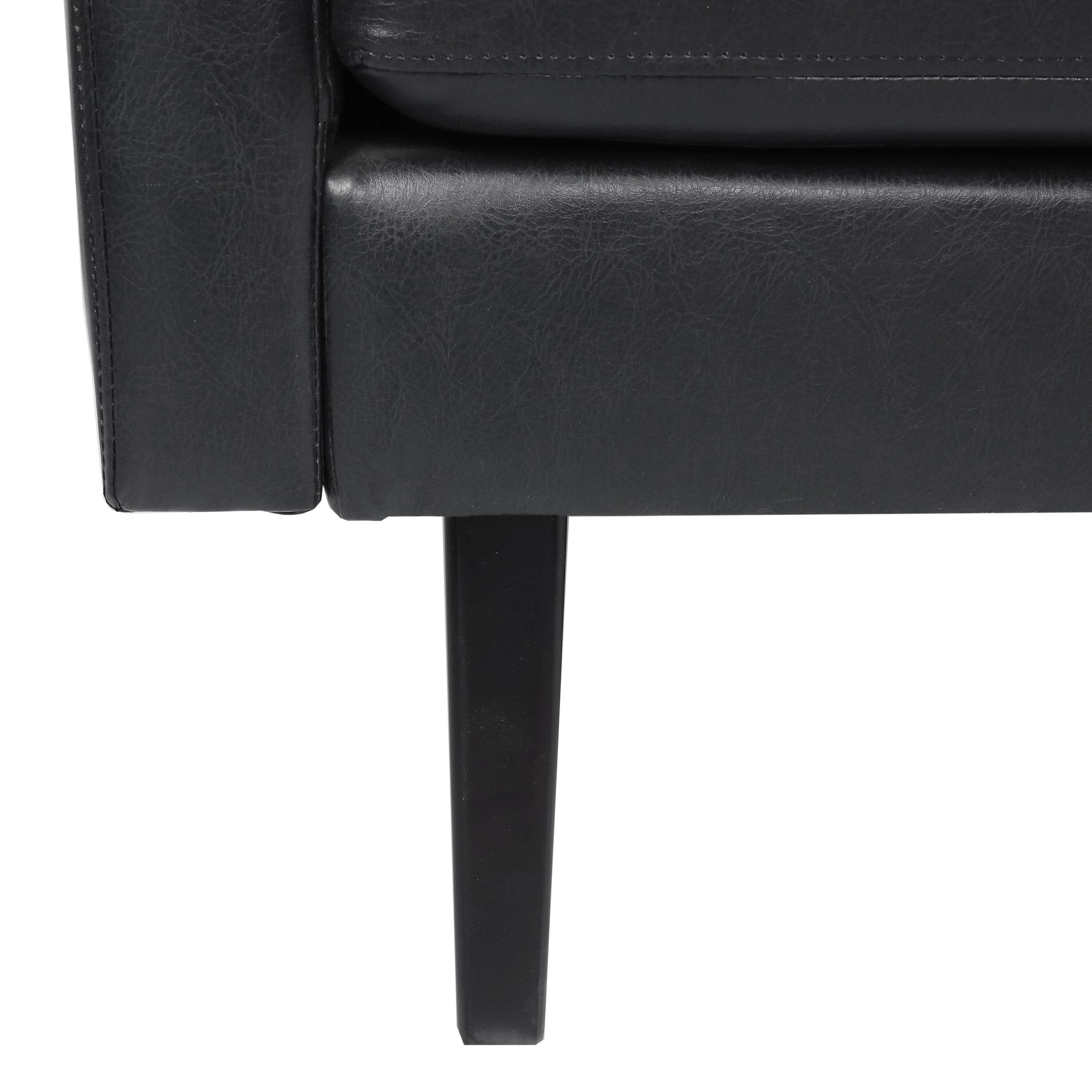 Canapé 3 places en similicuir avec pieds en bois de bouleau