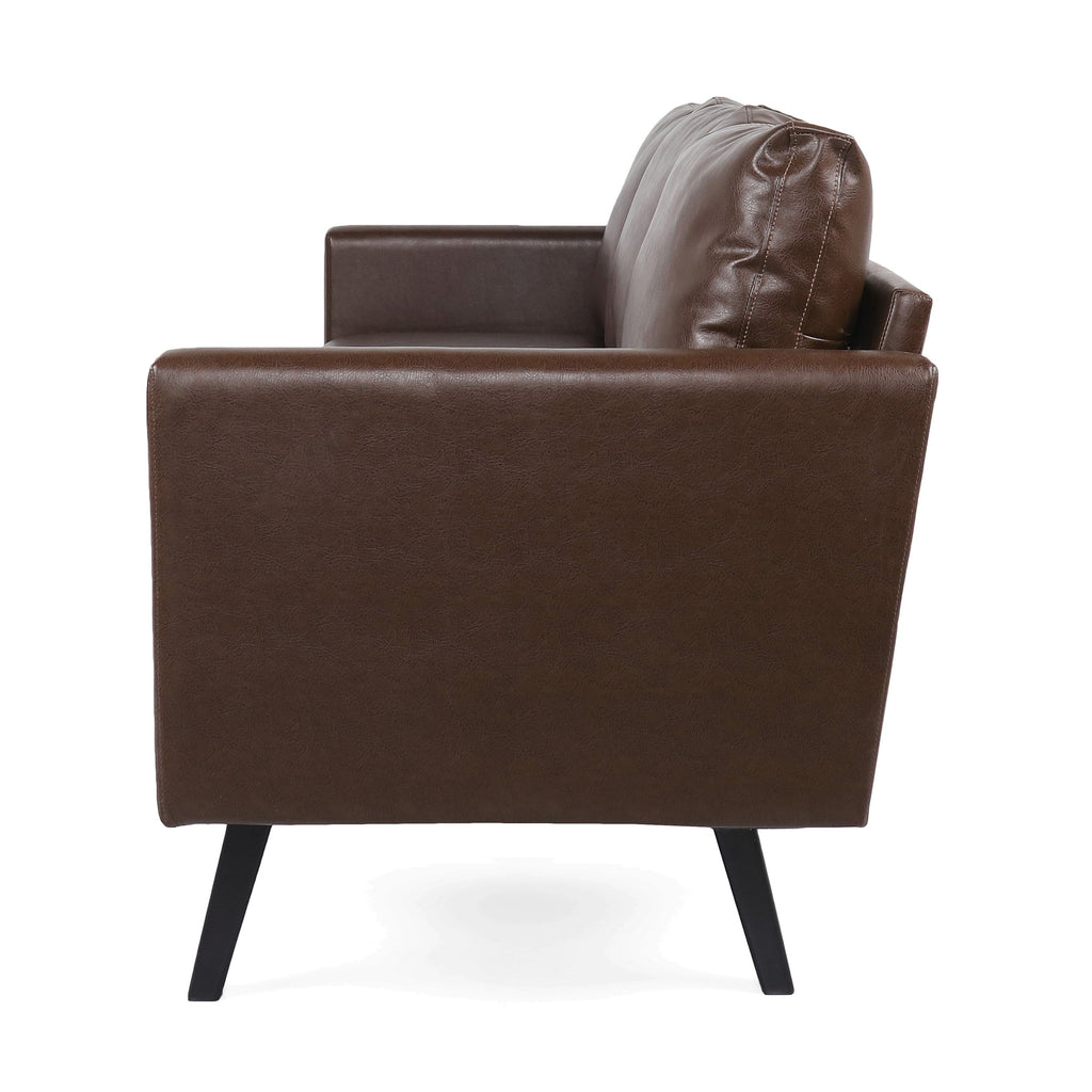 Canapé 3 places en similicuir avec pieds en bois de bouleau