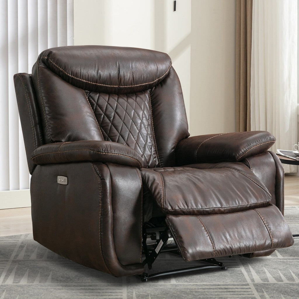 Fauteuil inclinable électrique en cuir Ebello avec repose-pieds confortable pour le salon