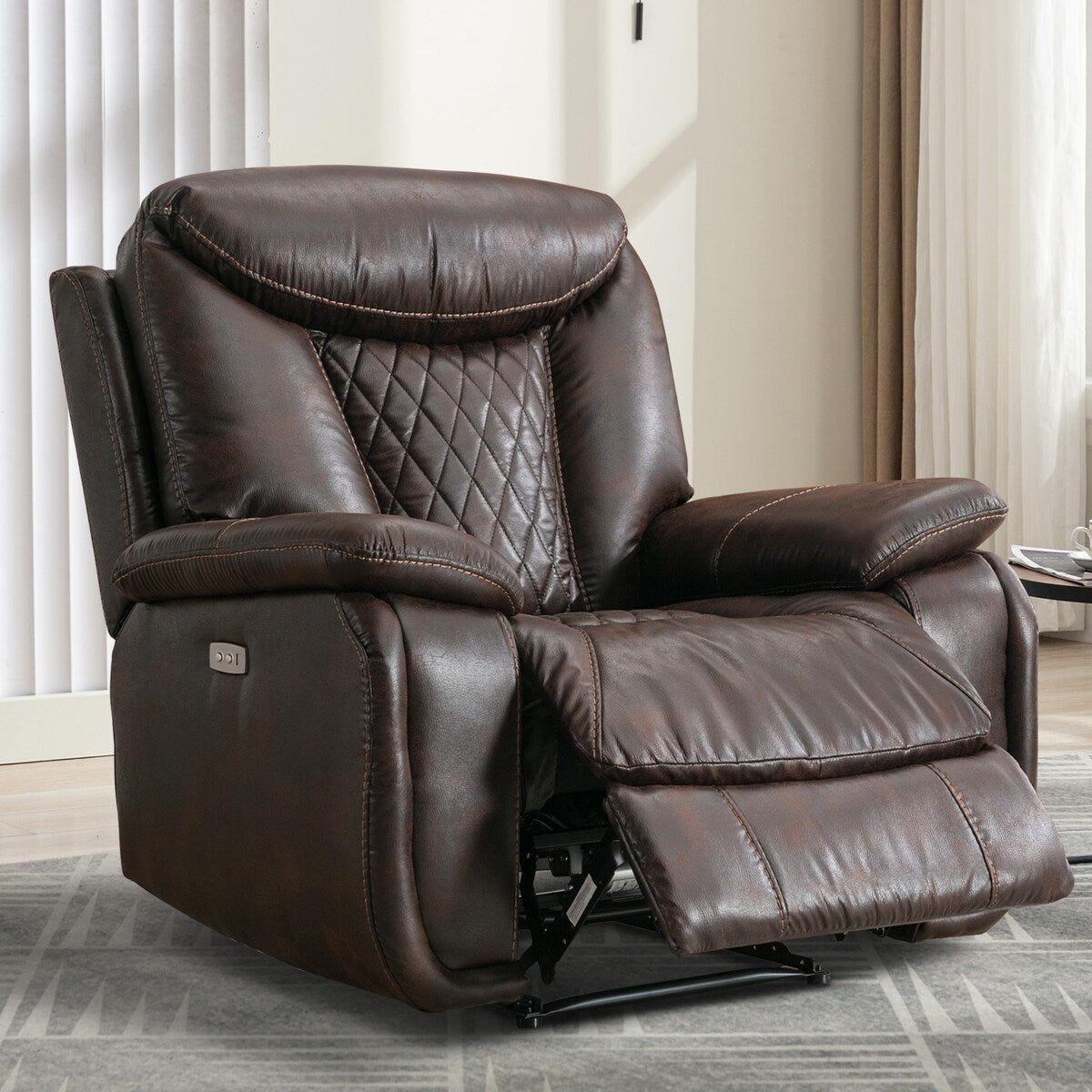 Fauteuil inclinable électrique en cuir Ebello avec repose-pieds confortable pour le salon