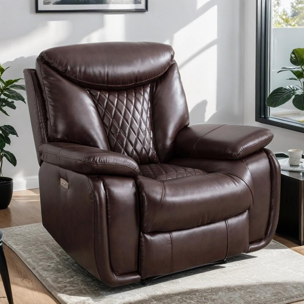 Fauteuil inclinable électrique en cuir Ebello avec repose-pieds confortable pour le salon