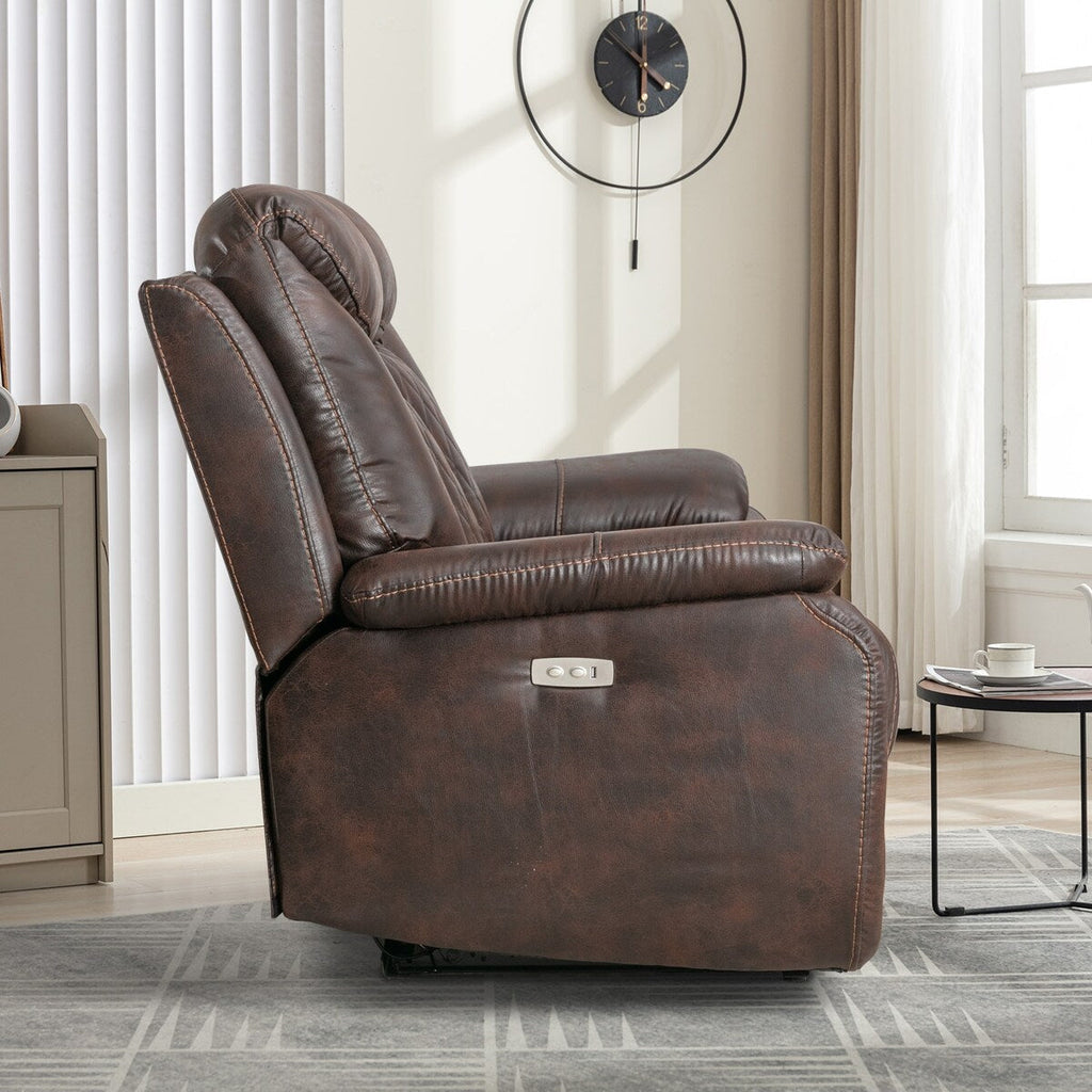 Fauteuil inclinable électrique en cuir Ebello avec repose-pieds confortable pour le salon