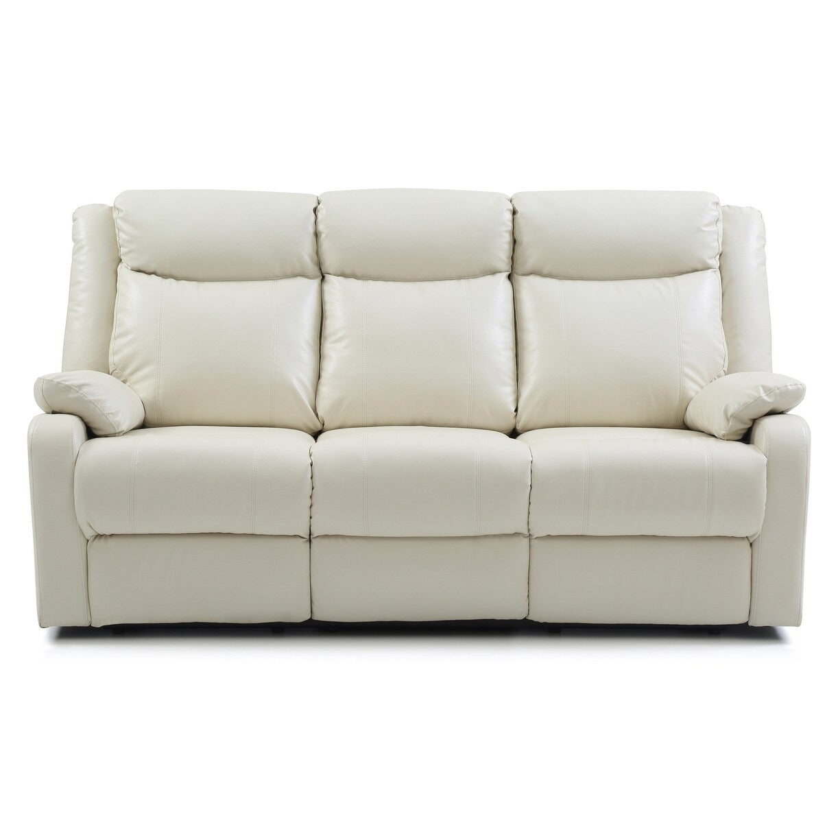 Canapé inclinable 3 places en similicuir avec accoudoirs coussinés - 76 - Blanc