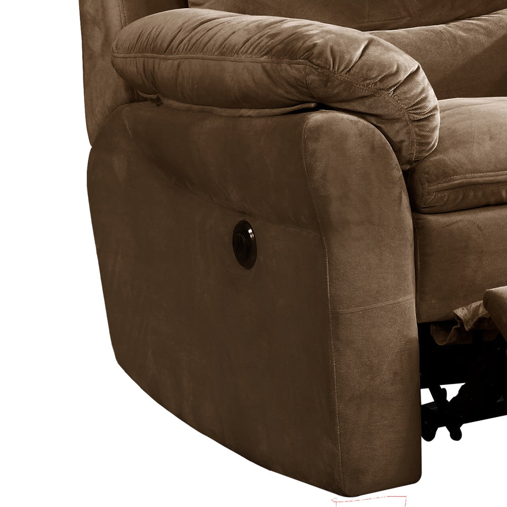 Fauteuil inclinable électrique transitionnel en tissu marron Roseway de Copper Grove