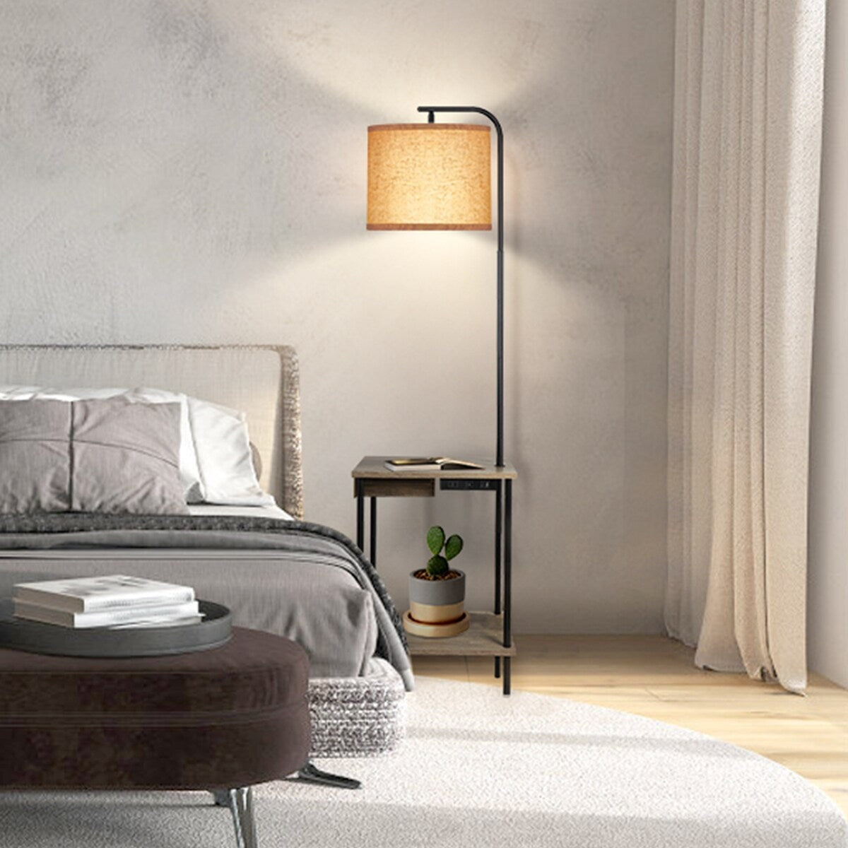 Lampadaire de 62 pouces avec bureau à magazines - Style tiroir