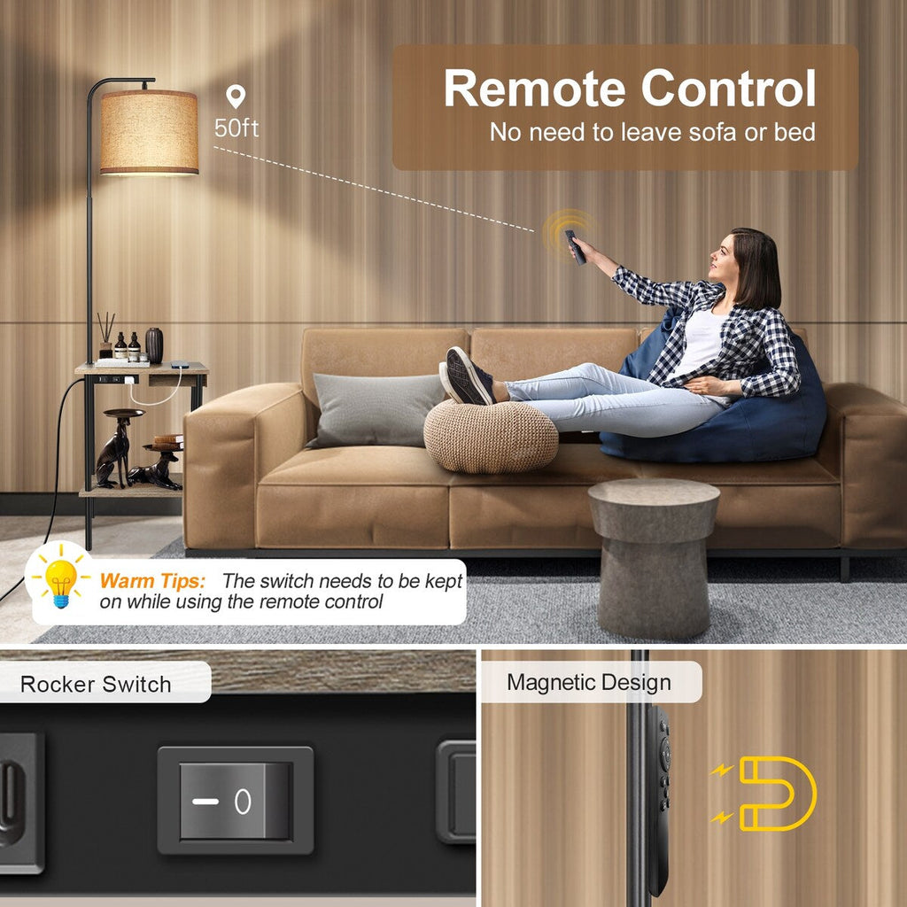 Lampadaire de 62 pouces avec bureau à magazines - Style tiroir