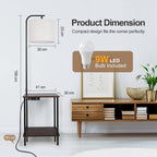 Lampadaire de 62 pouces avec table à magazines carrée - noyer