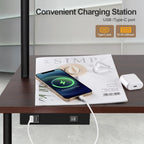 Lampadaire de 62 pouces avec table à magazines carrée - noyer