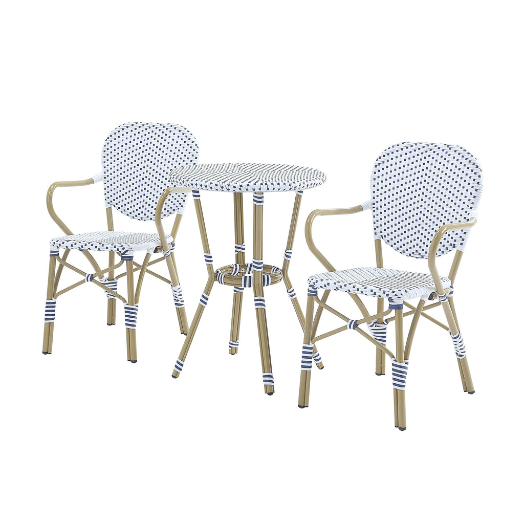 Ensemble bistro d'extérieur en aluminium 3 pièces Courtnie French Country par Furniture of America
