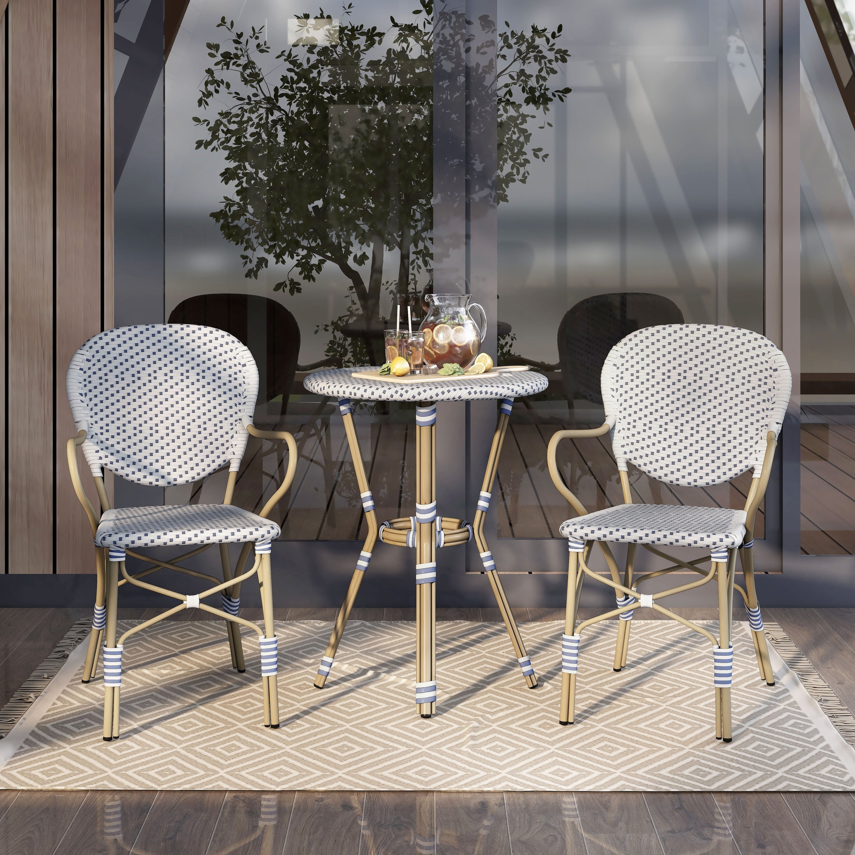 Ensemble bistro d'extérieur en aluminium 3 pièces Courtnie French Country par Furniture of America