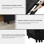 Canapé convertible en velours de 55 pouces, canapé futon 3 en 1 avec lit gigogne, dossier réglable, table d'appoint et 2 coussins lombaires