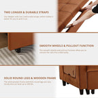 Canapé convertible en velours de 55 pouces, canapé futon 3 en 1 avec lit gigogne, dossier réglable, table d'appoint et 2 coussins lombaires