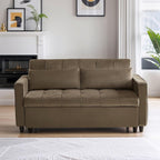 Canapé convertible en velours de 55 pouces, canapé futon 3 en 1 avec lit gigogne, dossier réglable, table d'appoint et 2 coussins lombaires