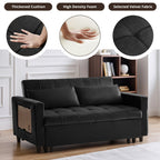 Canapé convertible en velours de 55 pouces, canapé futon 3 en 1 avec lit gigogne, dossier réglable, table d'appoint et 2 coussins lombaires