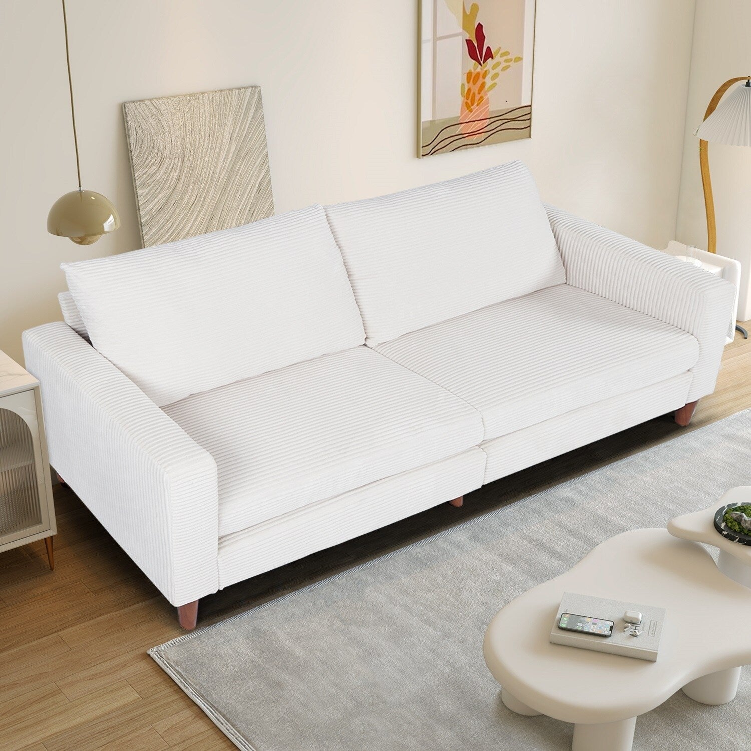 74 canapés pour le salon, canapés causeuse en velours côtelé, petit canapé avec 2 coussins, canapé facile à monter pour les petits espaces