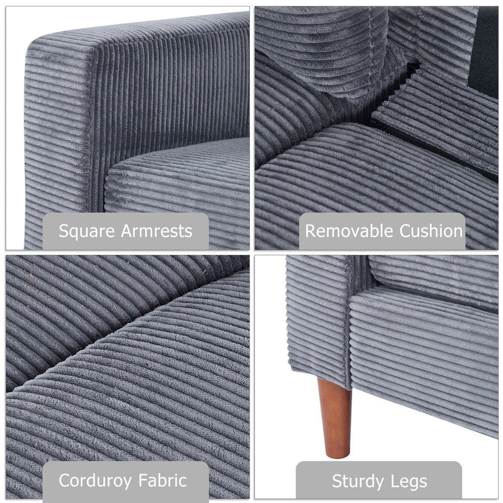 74 canapés pour le salon, canapés causeuse en velours côtelé, petit canapé avec 2 coussins, canapé facile à monter pour les petits espaces
