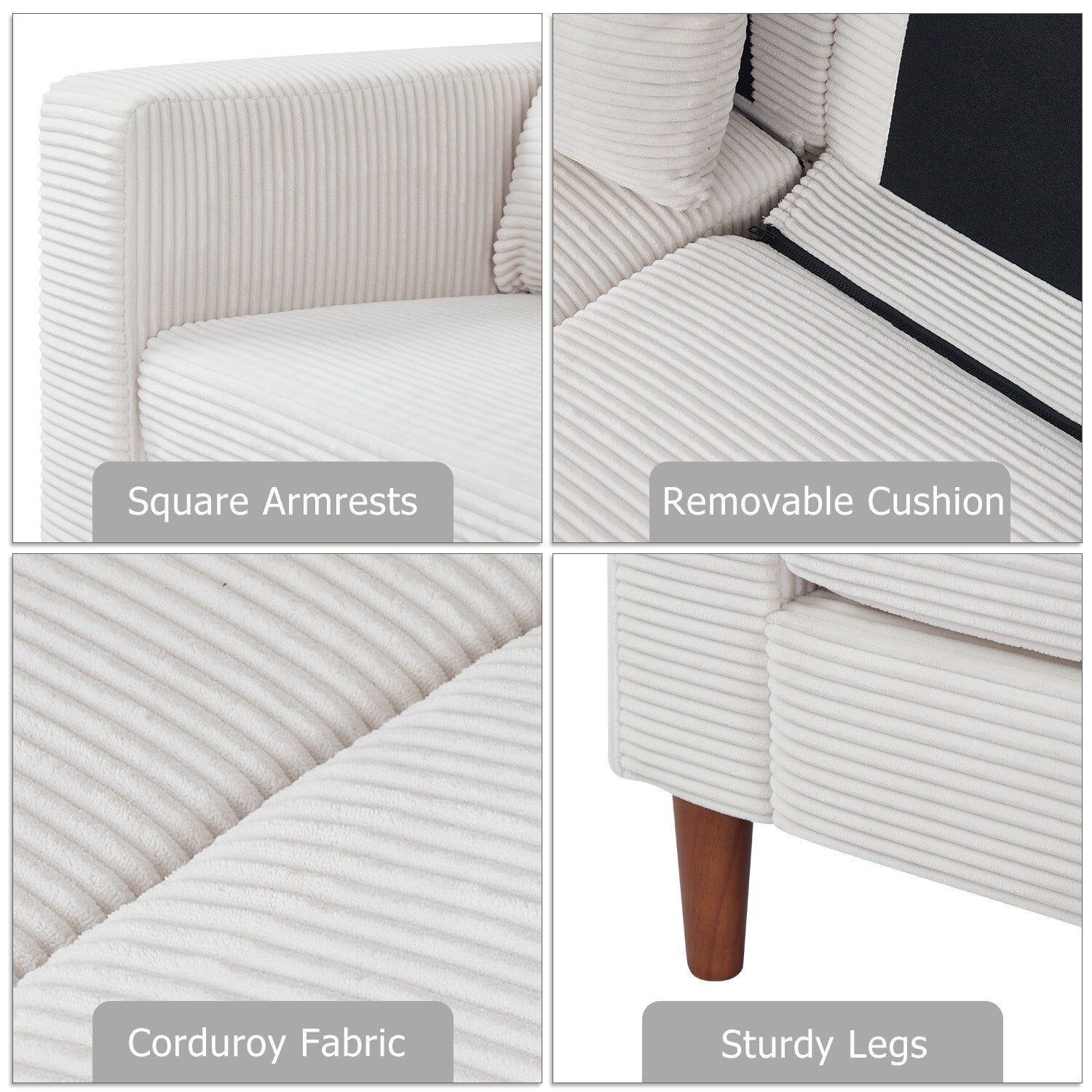 74 canapés pour le salon, canapés causeuse en velours côtelé, petit canapé avec 2 coussins, canapé facile à monter pour les petits espaces