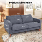 74 canapés pour le salon, canapés causeuse en velours côtelé, petit canapé avec 2 coussins, canapé facile à monter pour les petits espaces