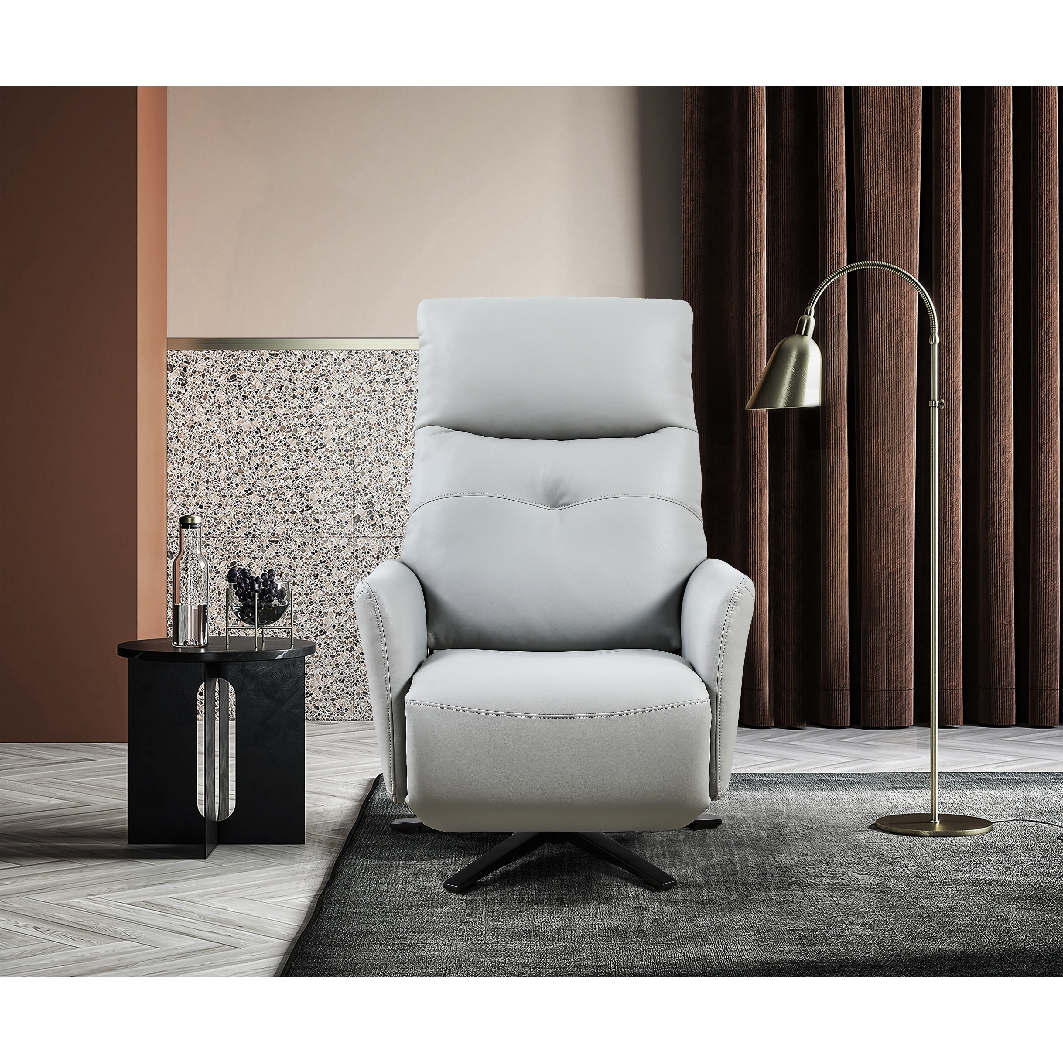 Christopher Knight Home - Fauteuil inclinable Alexander Plush en cuir reconstitué avec appui-tête et repose-pieds réglables, pivotant à 360 degrés