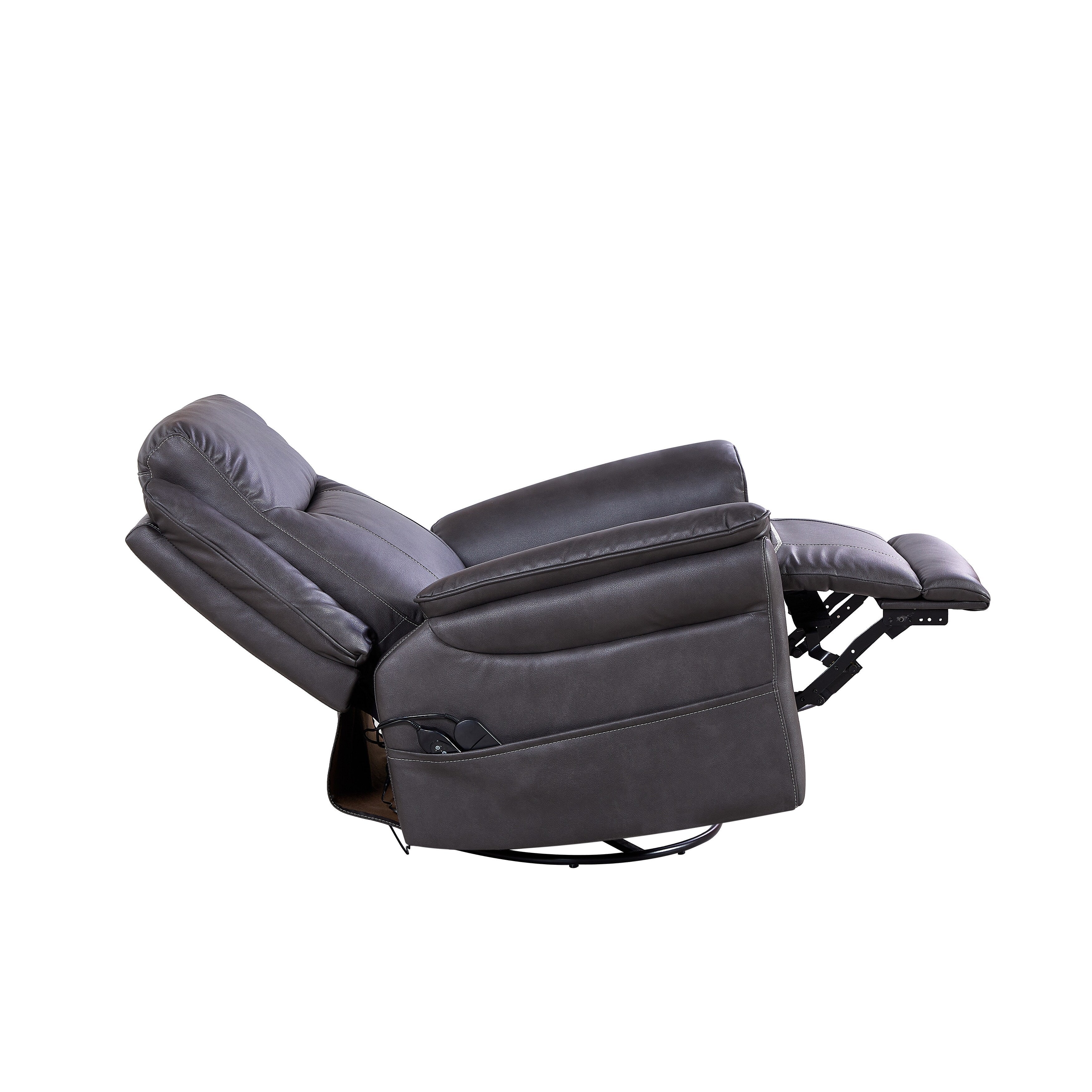 Christopher Knight Home - Fauteuil inclinable pivotant Harrison Soft Power avec chauffage et massage, accoudoirs coussinés, pour espaces de vie