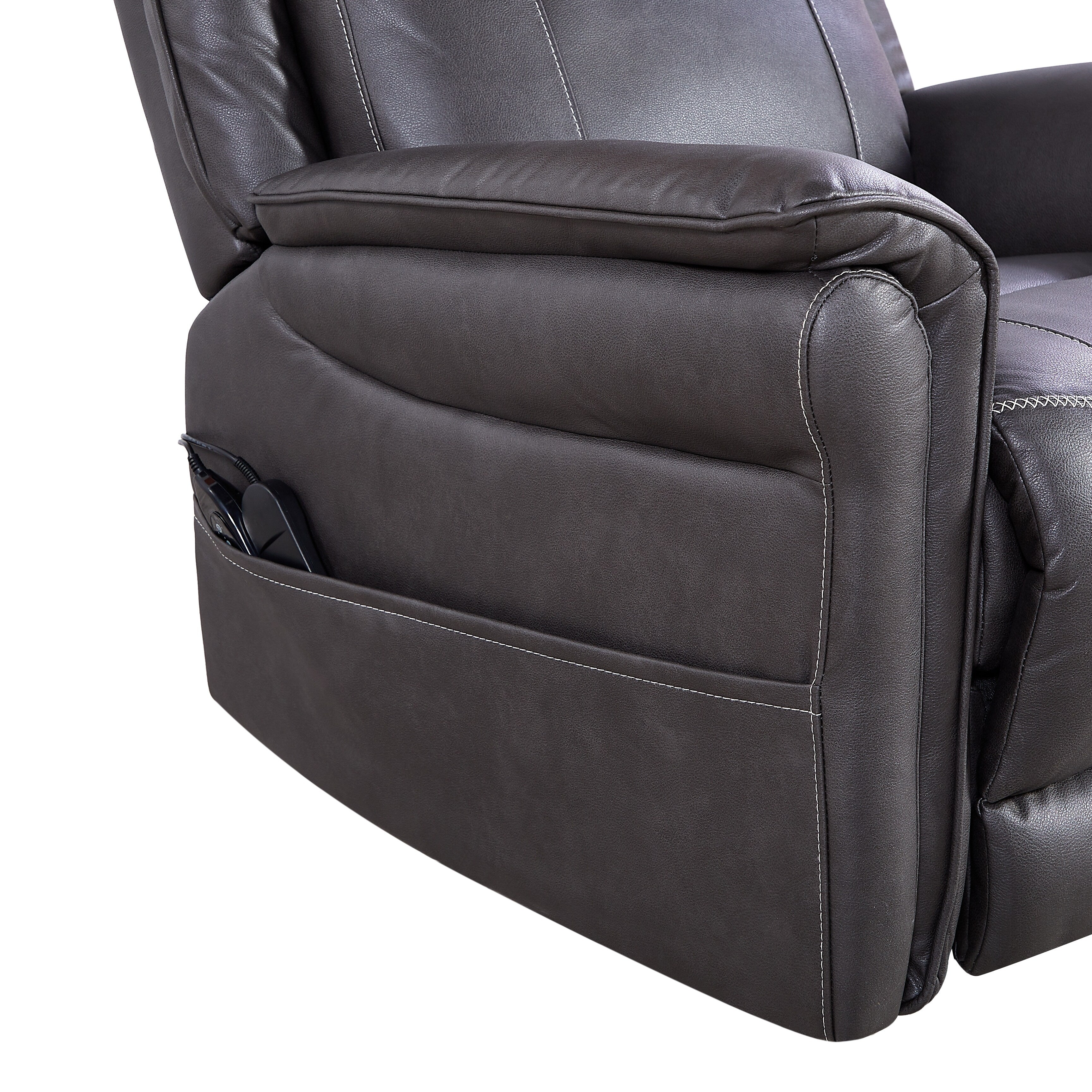 Christopher Knight Home - Fauteuil inclinable pivotant Harrison Soft Power avec chauffage et massage, accoudoirs coussinés, pour espaces de vie
