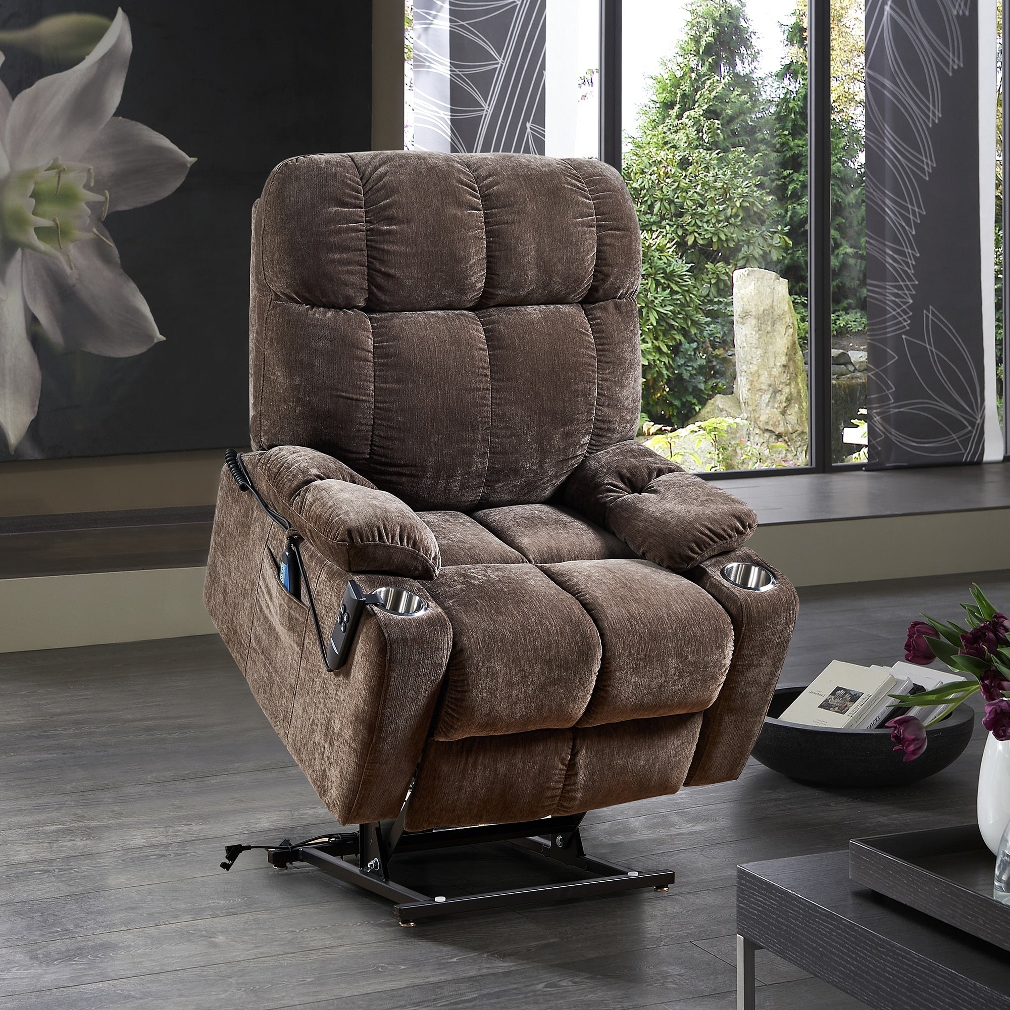 Fauteuil inclinable électrique Christopher Knight Home pour personnes âgées, position infinie, allongé à 180° avec massage thermique